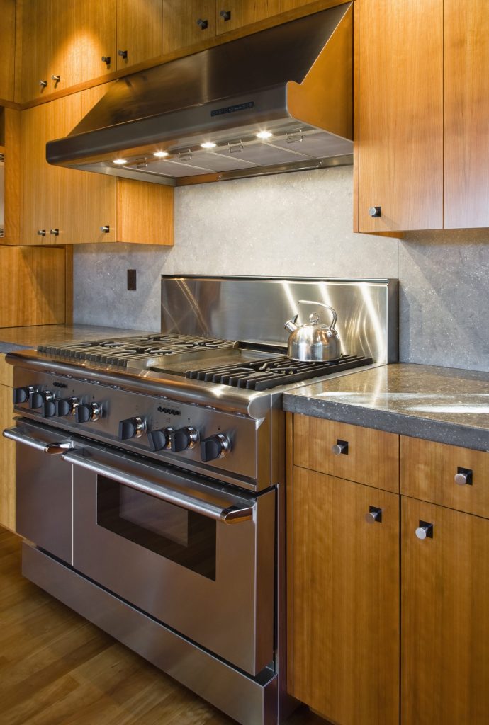 An oven in a modern kitchen interior.