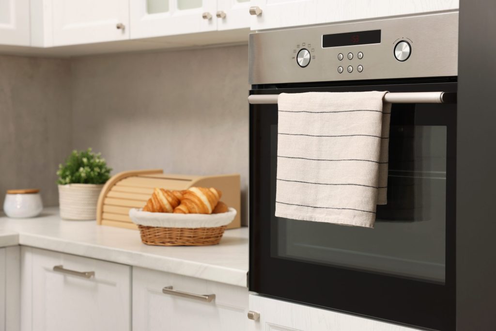 Modern stainless steel oven.